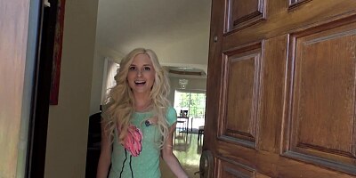 A sexy blonde with a hot ass is teasing her lover's cock