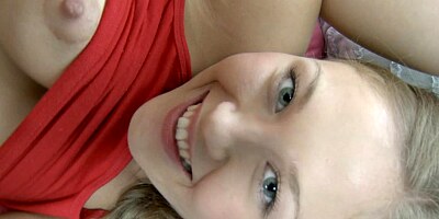 Blonde amateur pushes dildo in her extremely wet vagina