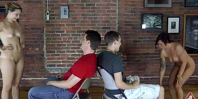 LOSTBETSGAMES - 3 chicks, 2 dicks, in this game of bounce the ball in the hole