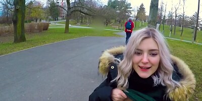 Sweet blonde blows a complete stranger for some money