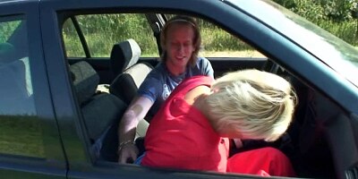 GRANNYBET - Old bitch gives head in the car then doggystyled