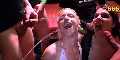 666BUKKAKE - Pee sluts funnel urine and get showered