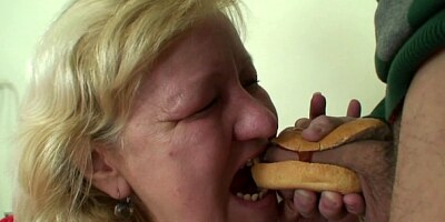 GRANNYBET - Young stud picks up huge grandma in cafe