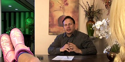 A blonde with big boobs gets a dick inside her tight round ass