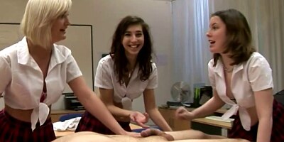 CFNM girls are eager to tug hard dick whille in class