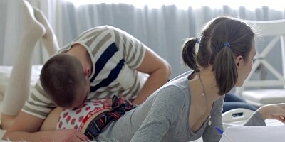 Sweet European student just wants to ride her boyfriend's pecker