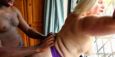 GRANNYLOVESBLACK - Black Personal Trainer Pounds Grandma's Pussy