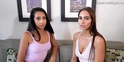 Hot sluts make out and suck big cock. Cute skinny sluts