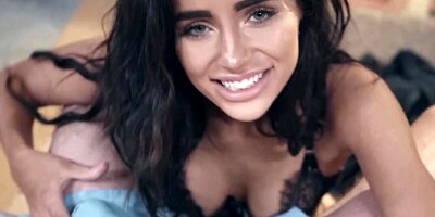 Girl gets closer to old friend being scored on camera