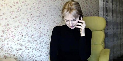 A slender woman shows her intimate places