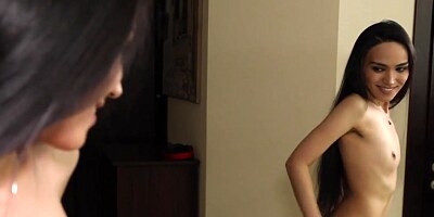 Lovely skinny girl with a gorgeous hairy pussy and ass