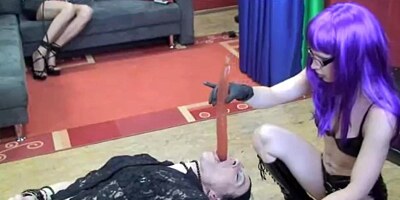 Sissy Pussy gets a fuck from the femdom mistress in boots