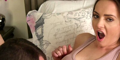 Bedroom fuck of the girl in below-the-knee socks and stepbrother