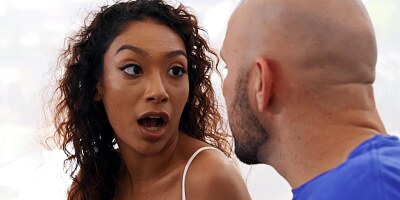 Sara Lace has wild interracial sex on the couch