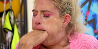 Fucker decides to have mercy on the teen and drills pussy only