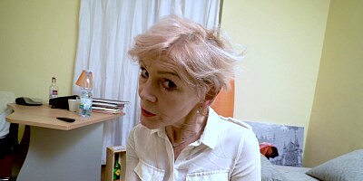 Mature lady pounces on young man meat