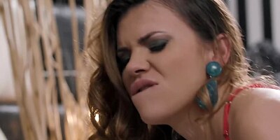 Brunette mistress bangs her lover at his house