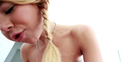 Petite Alina West sucks a big cock in POV and makes him feel good