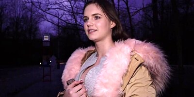 Cute brunette was approached by a horny stranger for quick sex in public