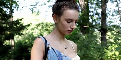 Brunette model with perky tits Gloria Sol enjoys posing naked outdoors