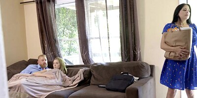 Skinny blonde cooze loves stuffing her slutty mouth with a big cock