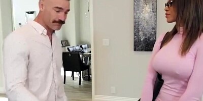 Busty secretary with glasses is giving oral pleasure and pussy to her boss