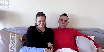 Gorgeous BBW babe is banging her hot boyfriend on a porn casting