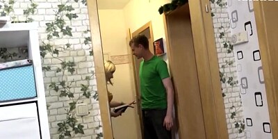 Young blonde cooze is about to learn new things about sex from her naughty stepbro