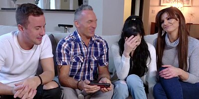 Old and a young couple gather for a partner swapping foursome