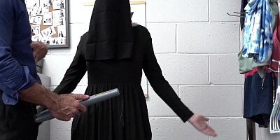 Blonde nun is accused of stealing and ordered to strip naked by a security officer