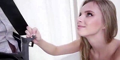 Sexy blonde is feeling hungry for the prick of her handsome lover