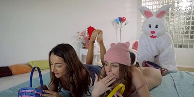 Easter Egg Hunt gets Bunny Fucked by Hot BFF and StepSis!