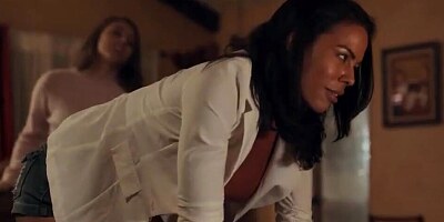 Highschool girl is in the middle of a passionate lesbo lovemaking with her stepmom