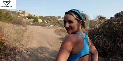 Busty Blonde Cali Carter Sucks My Cock on hike Outdoors POV Facial
