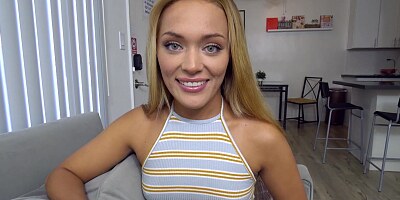 Dazzling gal was easily convinced into giving a POV blowjob by her stepbro