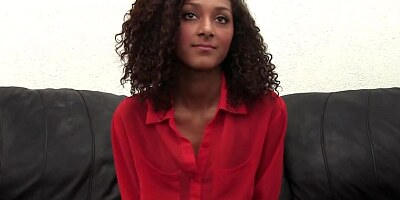 Curly-haired doll is on her first nude casting and will try anal sex