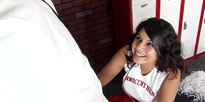 A really awesome cheerleader is fucking in the locker room