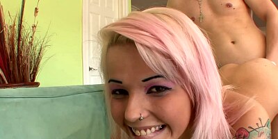 Tattooed and pierced girl fucked in her first porn scene