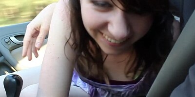 A chick shows off her boobs and then she licks some hard dick