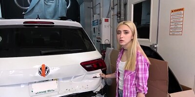 Fucking StepDaddy and taking his Big Cum Facial in Car Garage