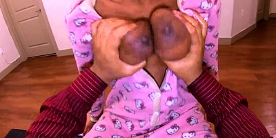 4k Squeeze my Titties Hard while we Fuck, Msnovember Taboo Cowgirl with Black FatherInLaw on Couch