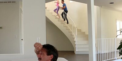 Horny blonde Kennedy Kressler munches on her stepson's cock