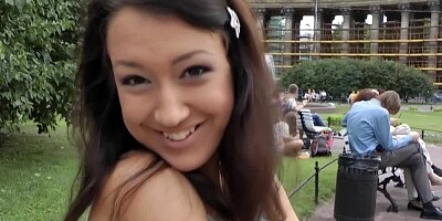 A chick is exposing herself out in public and then we see her doing anal