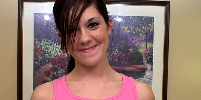 Watch this cute teen amateur with long legs suck a fat cock