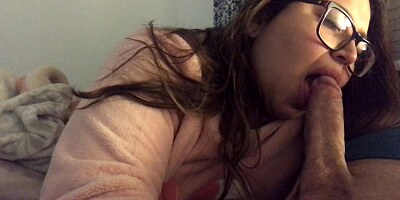 Beautiful Stepmom With Glasses In Delicious Blowjob Pov