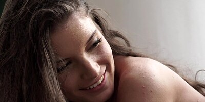 Petite Russian bitch with a slender body hops on a big Euro cock