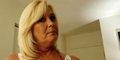 Slutty blonde mature plays some kinky games with that cameraman