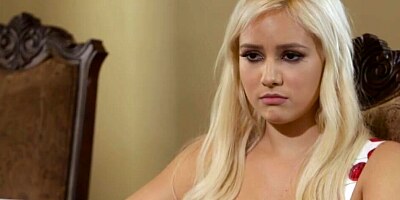 Blonde and her slutty stepmom are having a hot lesbian sex