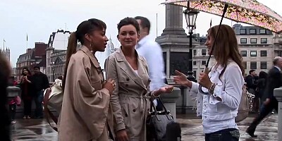 Mature lady directing a young couple