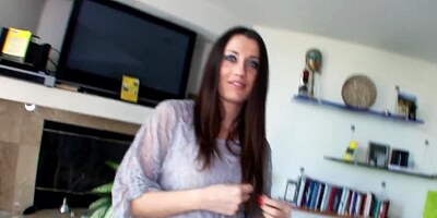 An amateur with small tits is seen pulling a dick with her hands